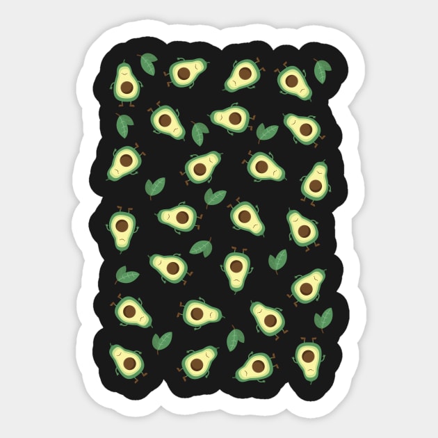 Avocado Pattern with black background Sticker by burropatterns